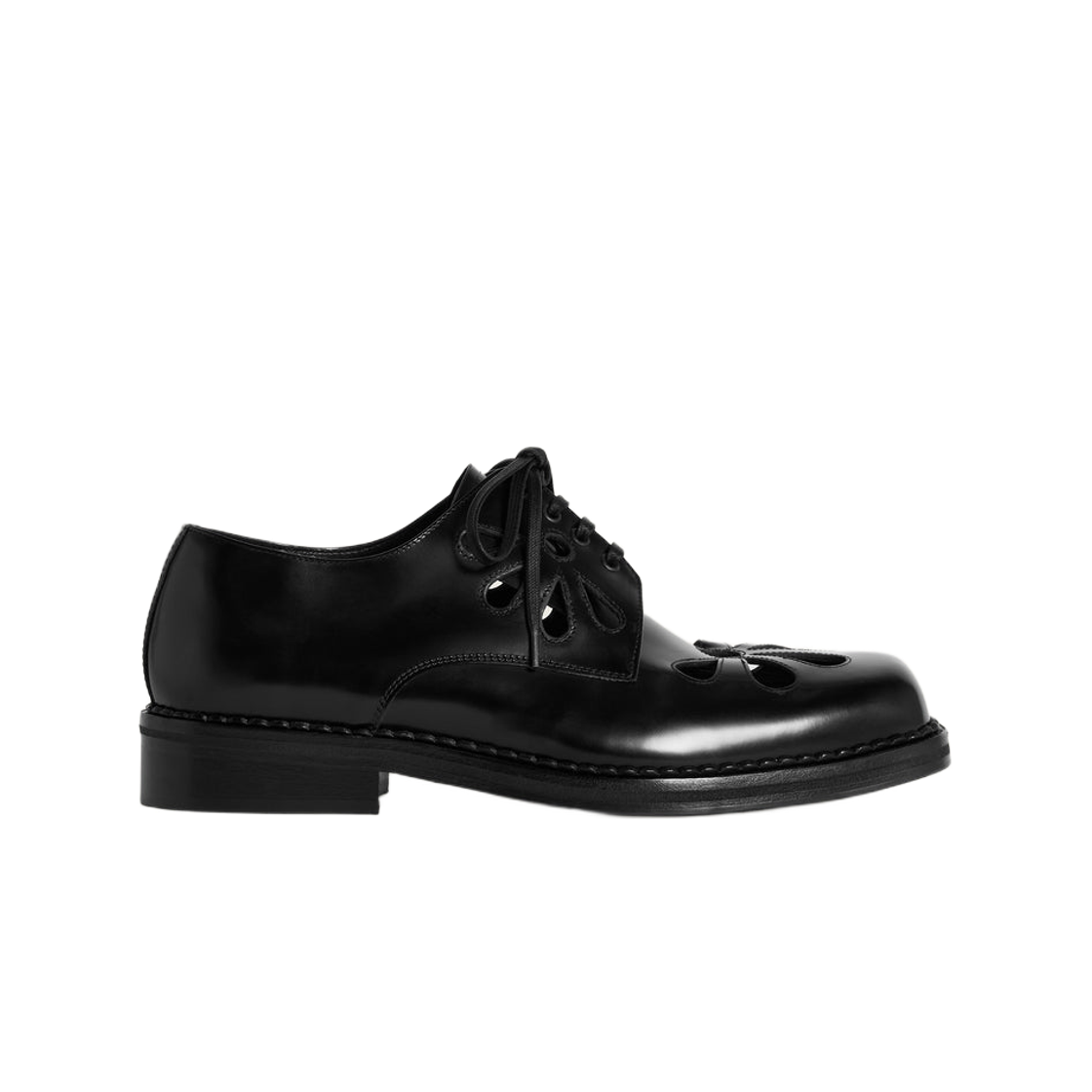 BRG20-0740 (W) Simone Rocha Daisy Cutout Square Toe Brogue Black