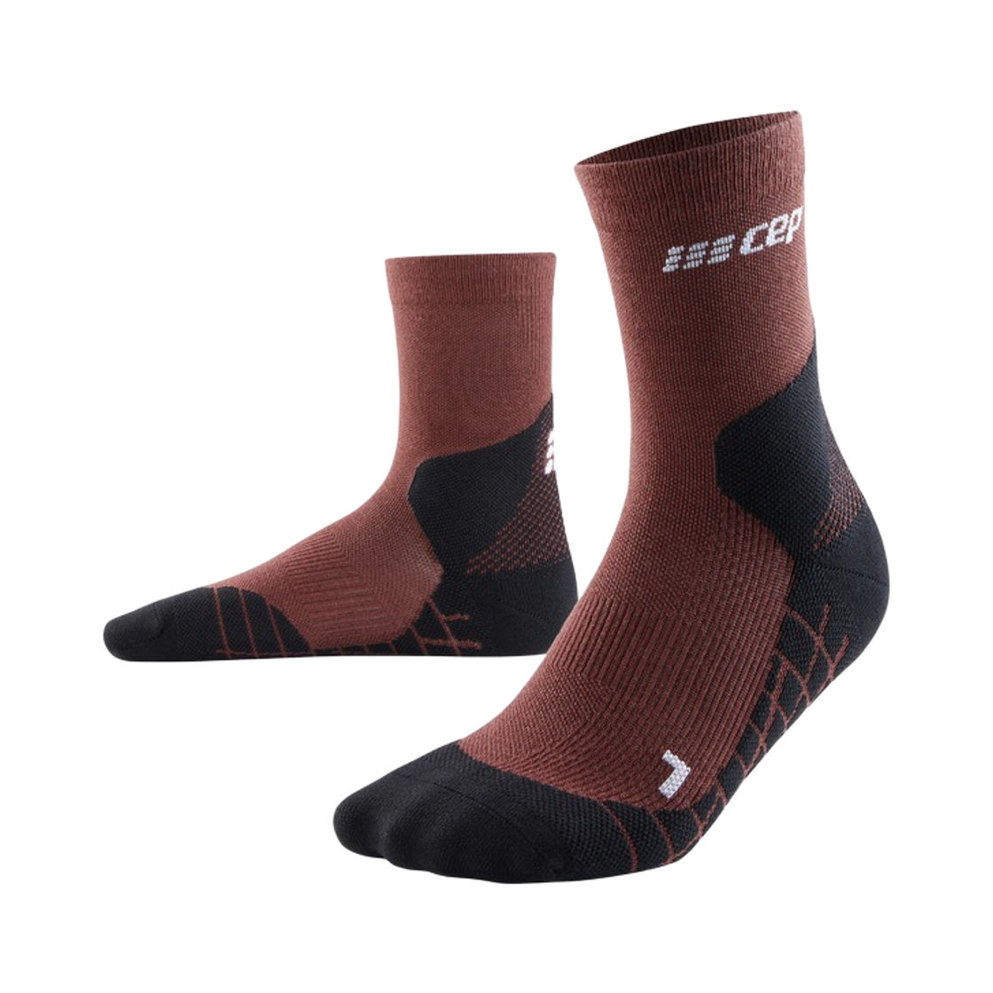 WP8CU5 CEP Hiking Light Merino Mid Cut Compression Socks Cherry Brown