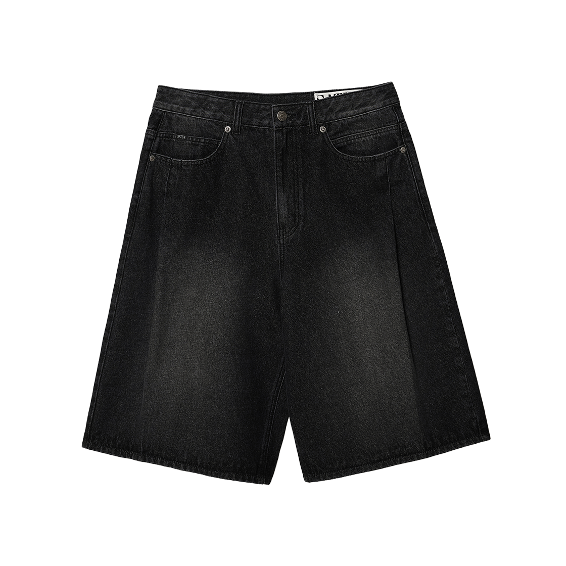 [사은품 증정] 세터 플리츠 버뮤다 워시드 데님 쇼츠 블랙