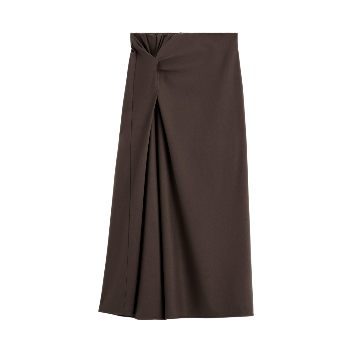 (W) 코스 트위스트 디테일 저지 미디 스커트 브라운((W) COS Twist Detail Jersey Midi Skirt Brown)