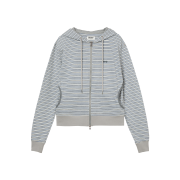 AEAE Stripe Hoodie Zip Up Grey