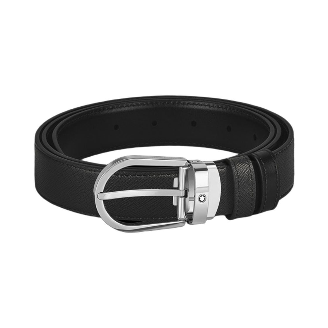몽블랑 홀스슈 30mm 사토리얼 레더 리버시블 벨트 블랙(Montblanc Horseshoe 30mm Reversible Belt in Sartorial Leather Black) - 1