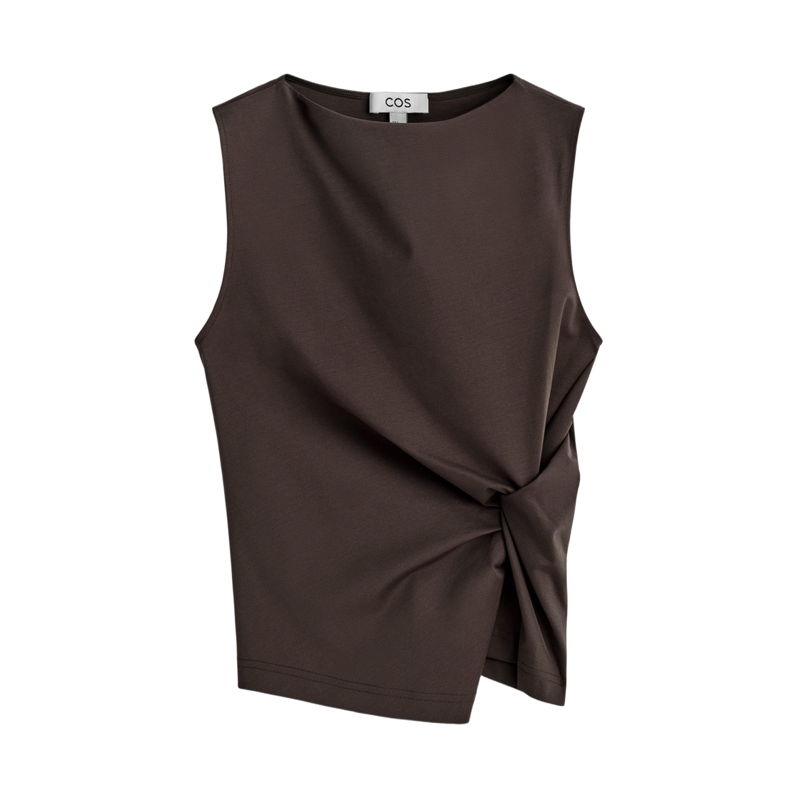 (W) 코스 트위스트 디테일 저지 탑 다크 브라운((W) COS Twist Detail Jersey Top Dark Brown)