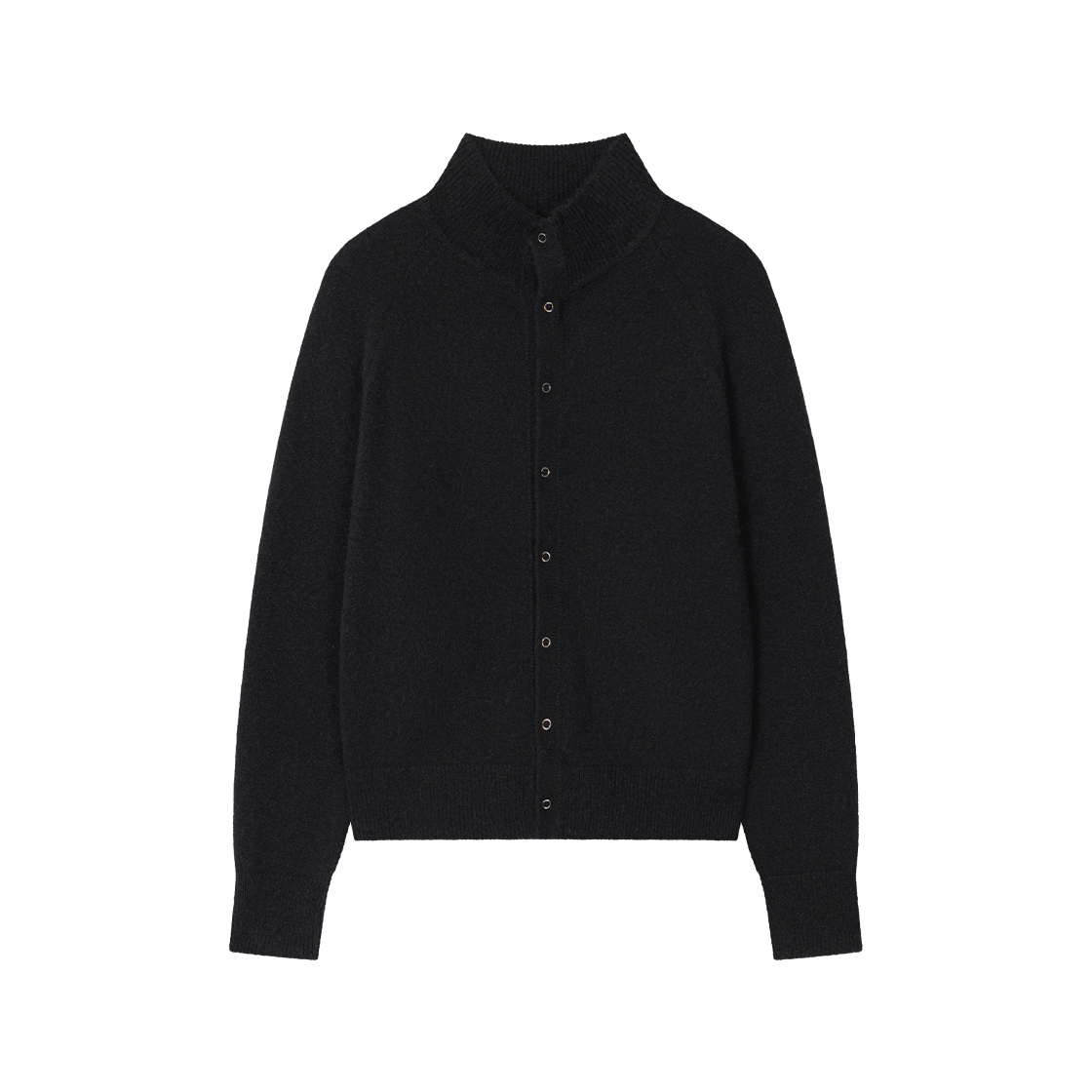 웨이비니스 하이넥 스냅 모헤어 카디건 블랙(Waviness High-Neck Snap Mohair Cardigan Black)
