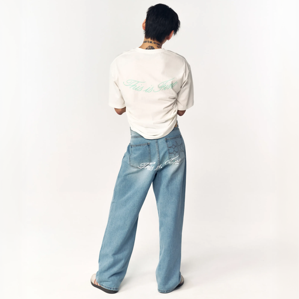 디스이즈파인 x 펀플렉스 릴렉스드 시그니처 진 라이트 블루(THIS IS FINE x FUNFLEX Relaxed Signature Jean Light Blue) - 3