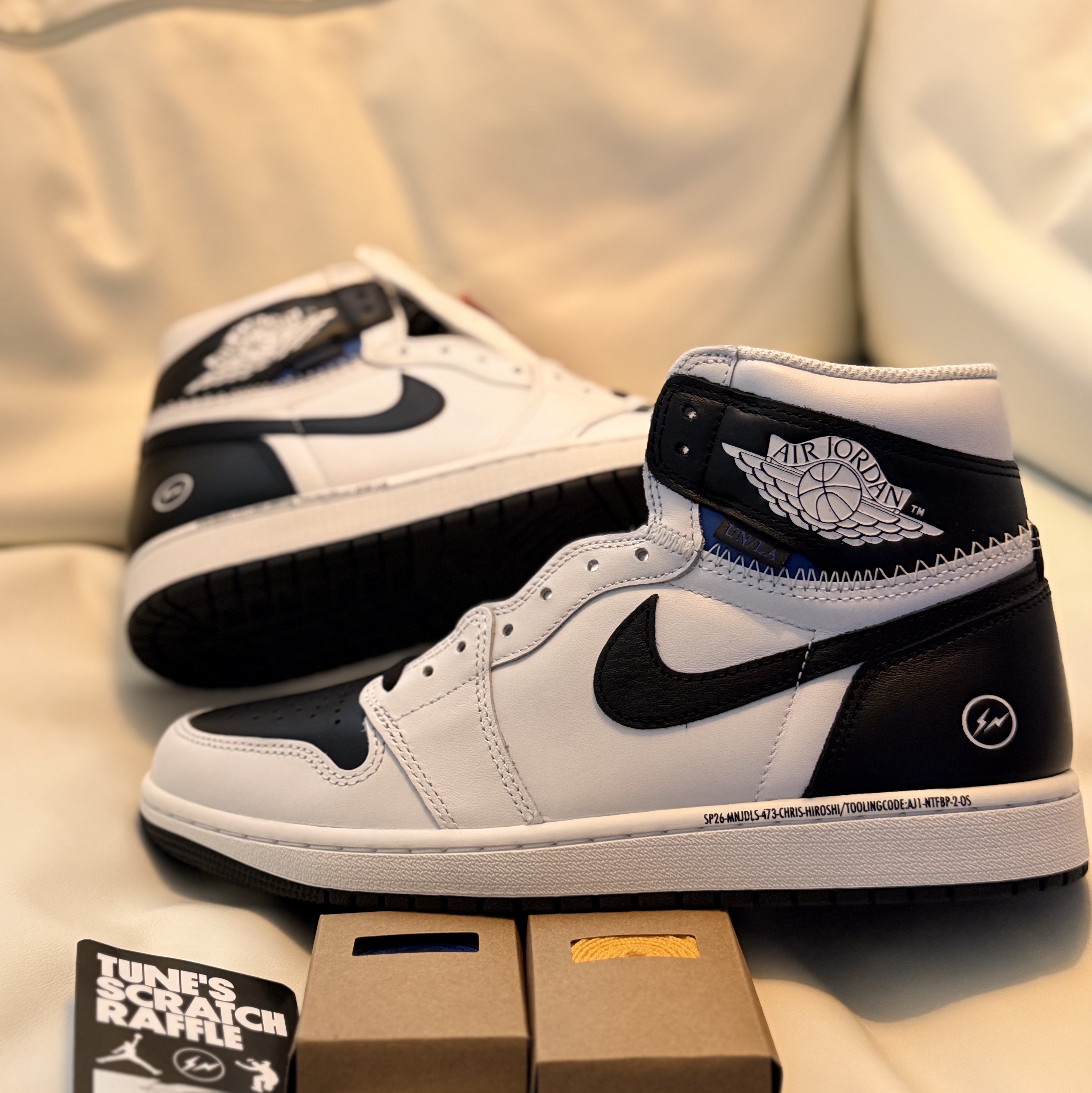 Jordan 1 x Fragment x Union LA High OG SP White Black 착용 스타일 - 2