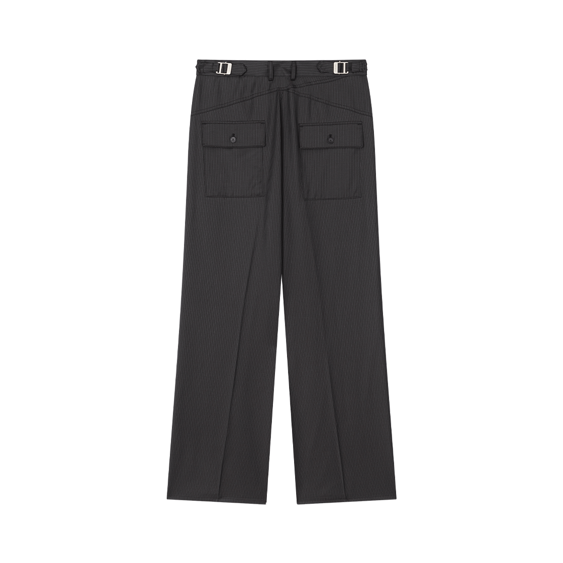 웨이비니스 스트라이프 랩 디테일 트라우저 새틴 그레이(Waviness Stripe Wrap Detail Trousers Satin Grey) - 2