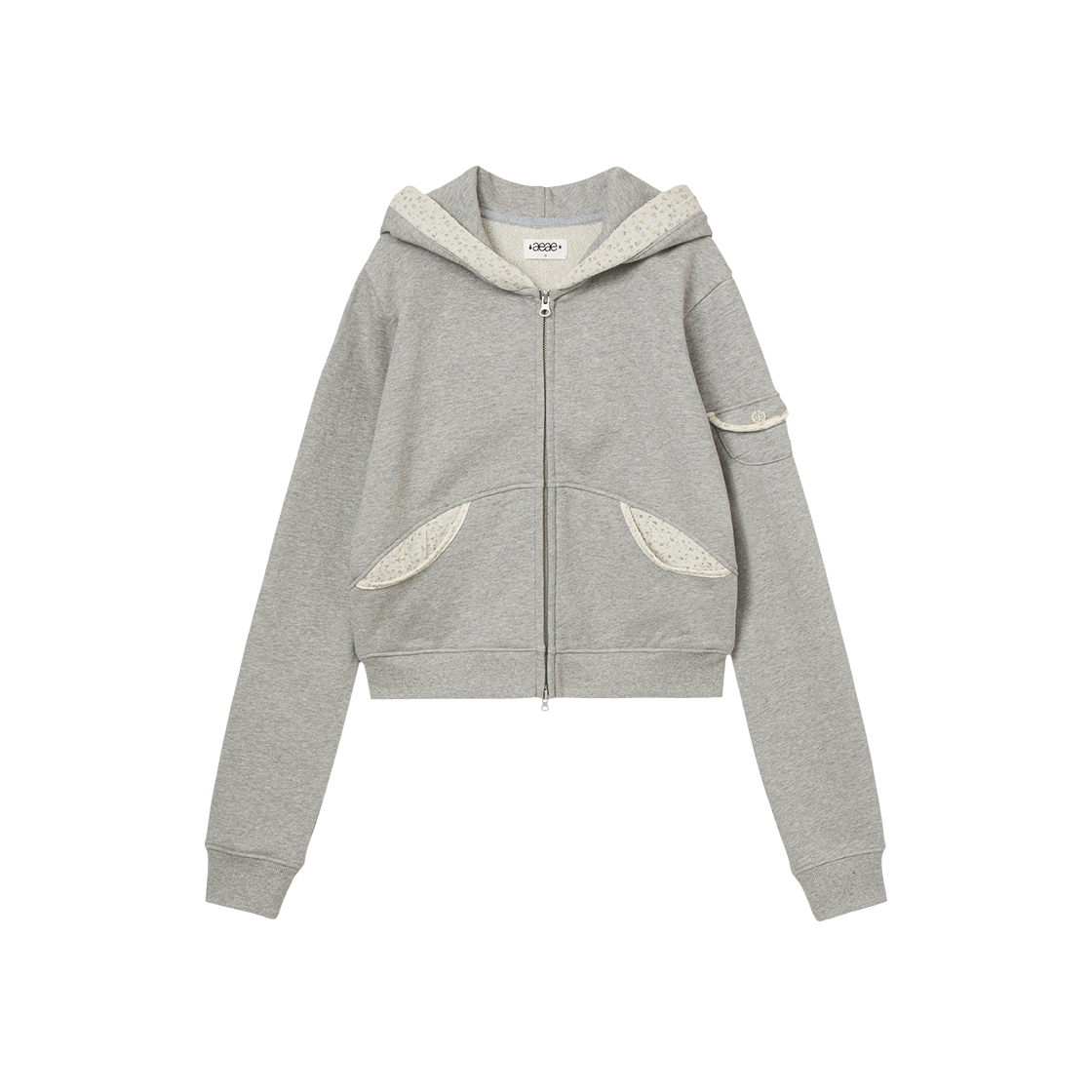 에이이에이이 라운드 포켓 후디 집업 멜란지 그레이(AEAE Round Pocket Hoodie Zip Up Melange Grey)