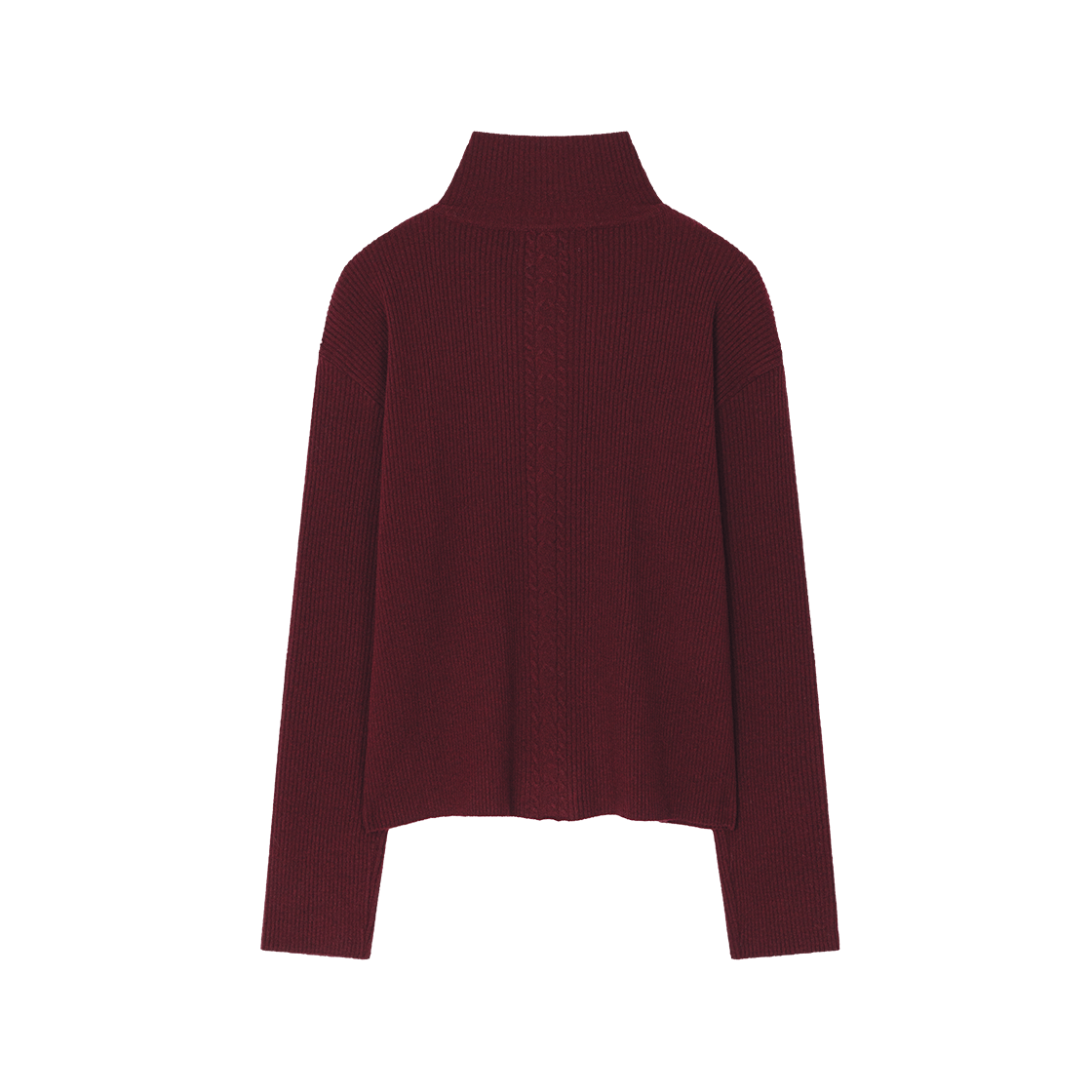 웨이비니스 모크넥 스냅 립 니트 버건디(Waviness Mockneck Snap Rib Knit Burgundy) - 2
