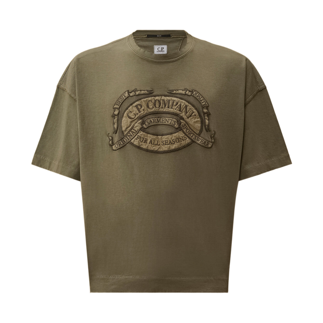 20CMTS220A005697O921 C.P. Company 20/1 Jersey Short Sleeve Boxy Logo T-Shirt Gunmetal Grey - 26SS
