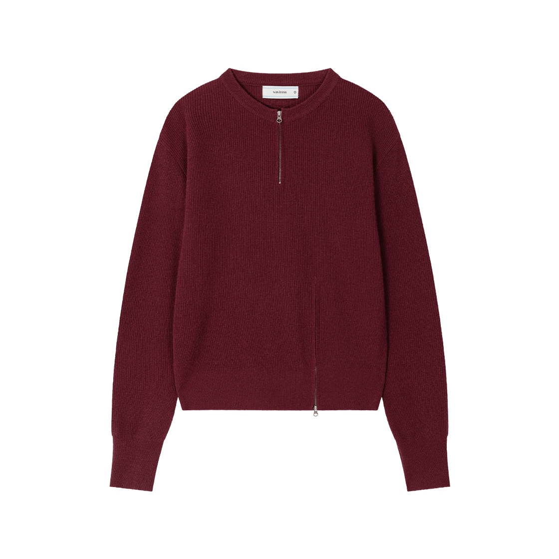 waviness26125 Waviness Half Zip-up Henley Neck Knit Wine