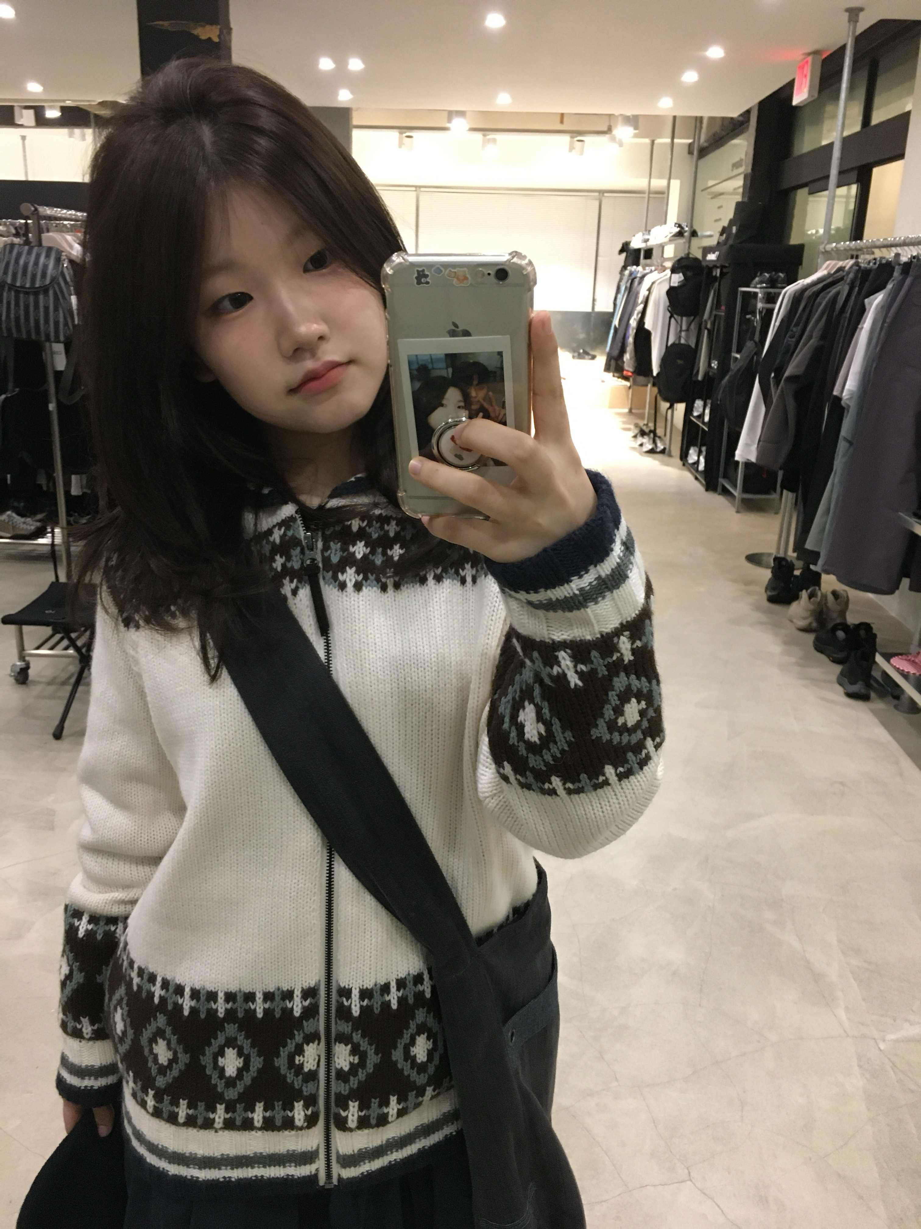 (W) Coyseio Mossy Cowichan Knit Jacket Ivory, COYSEIO 2Way Shirring One Piece Blue Charcoal 착용 스타일 - 1
