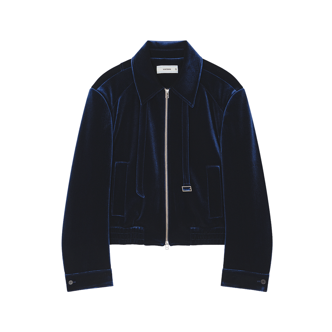 웨이비니스 벨트 루프 벨벳 재킷 네이비(Waviness Belt Loop Velvet Jacket Navy)