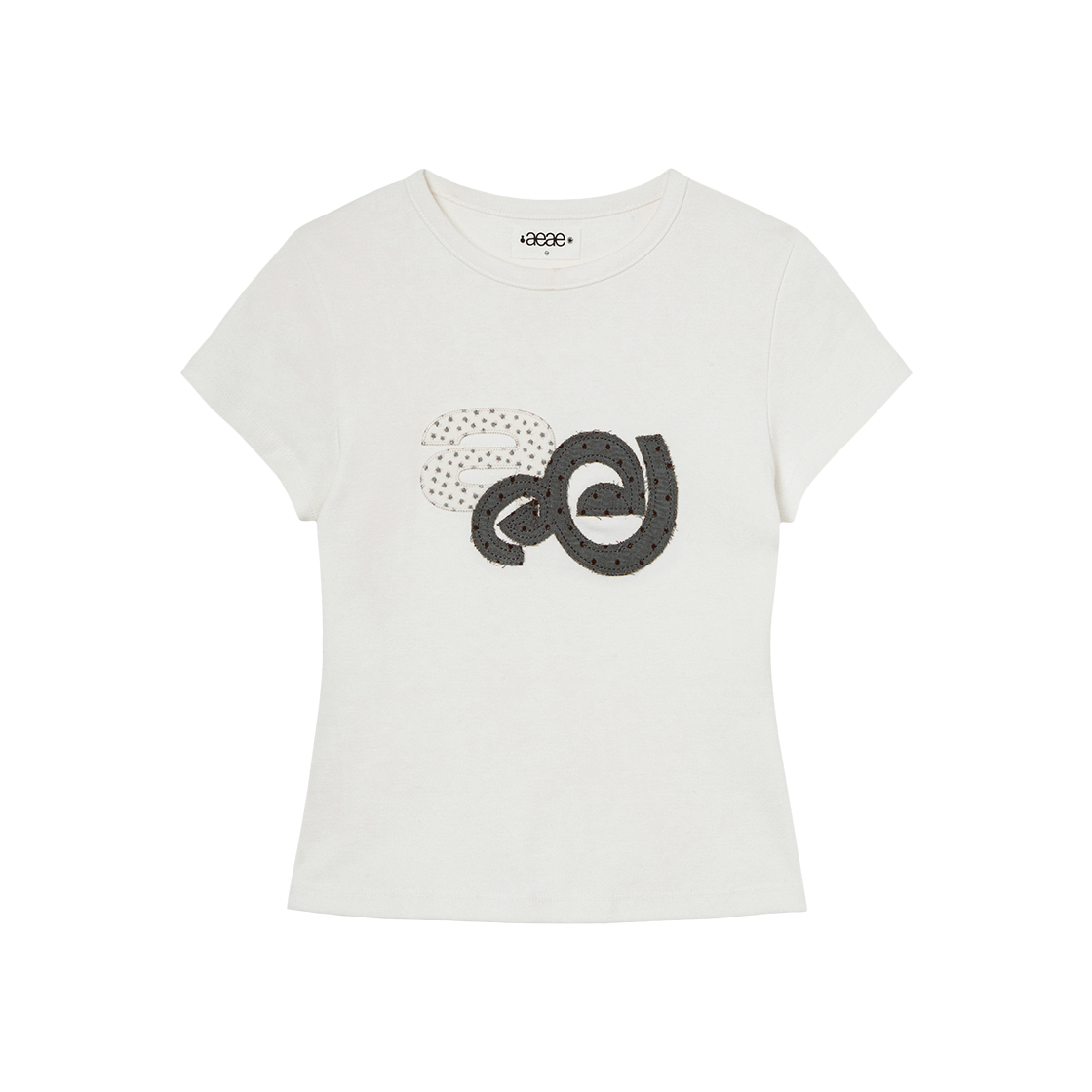 AE46SWTS013WHT AEAE Applique Flower Logo Tee White