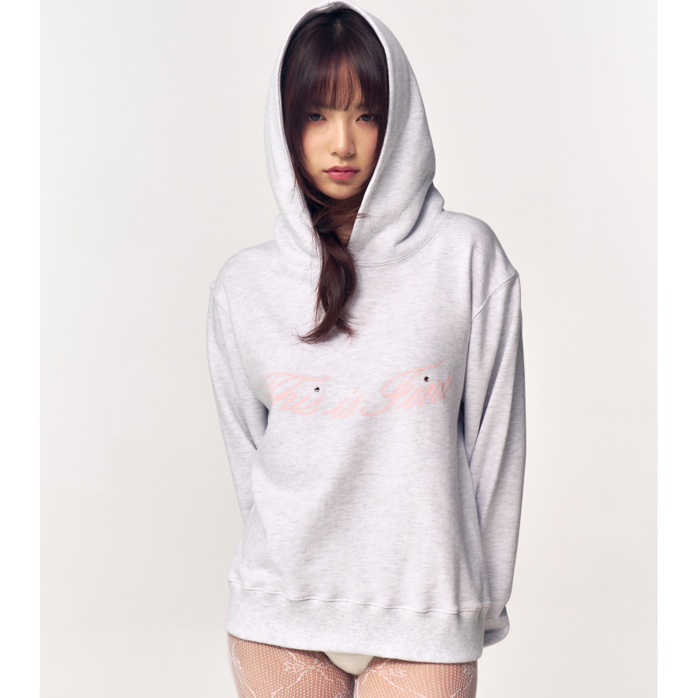 디스이즈파인 스탠다드 시그니처 후디 그레이+핑크(THIS IS FINE Standard Signature Hoodie Gray+Pink) - 2