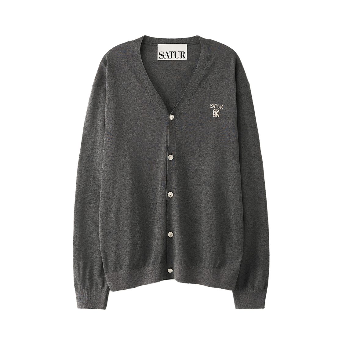 SA261MKC02CCL0 [사은품 증정] SATUR Loren Linen Blend Cardigan Charcoal