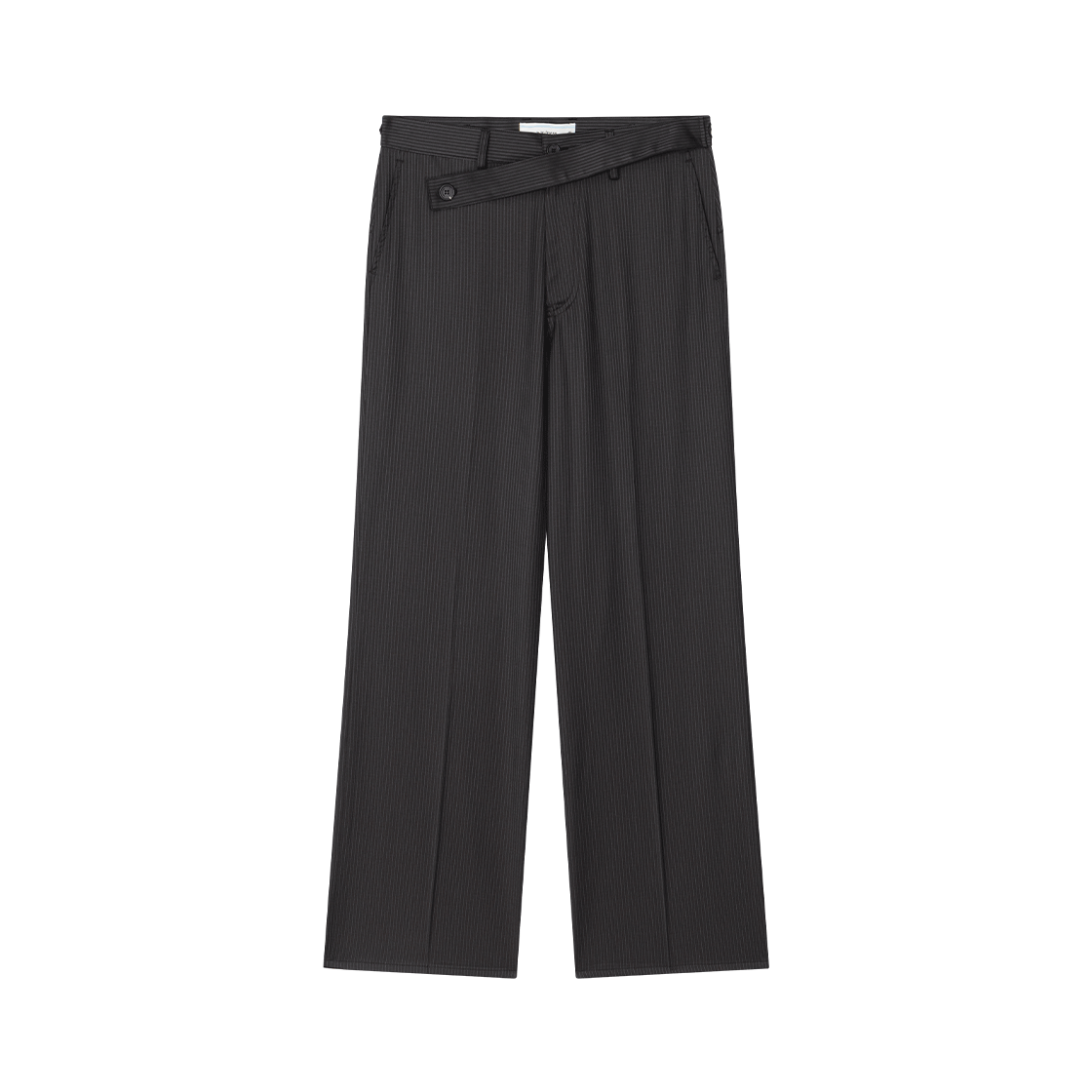 웨이비니스 스트라이프 랩 디테일 트라우저 새틴 그레이(Waviness Stripe Wrap Detail Trousers Satin Grey)