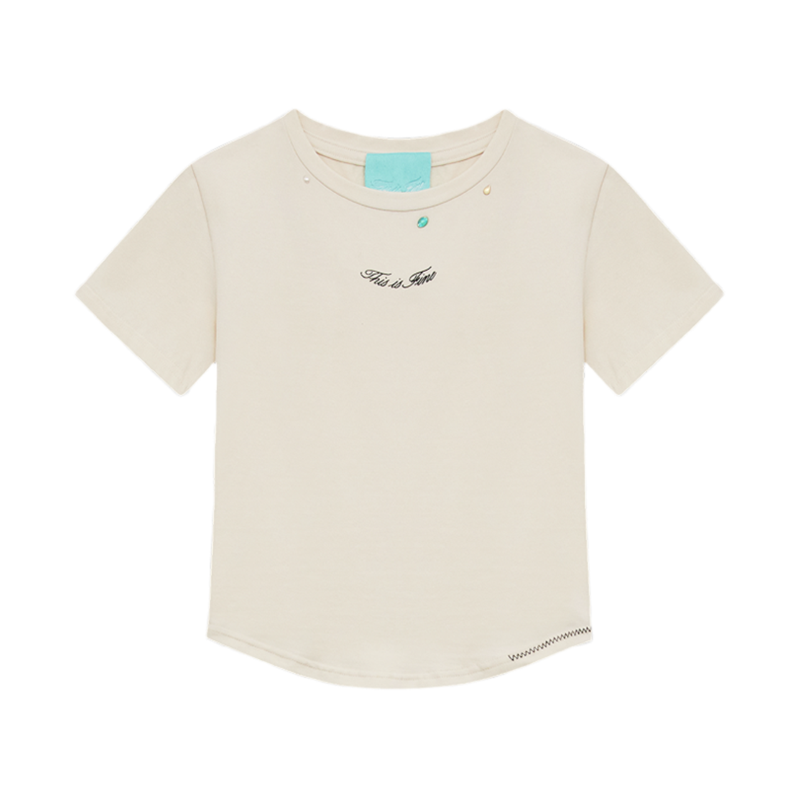 디스이즈파인 베이비 크롭드 티 크림(THIS IS FINE Baby Cropped Tee Cream) - 1