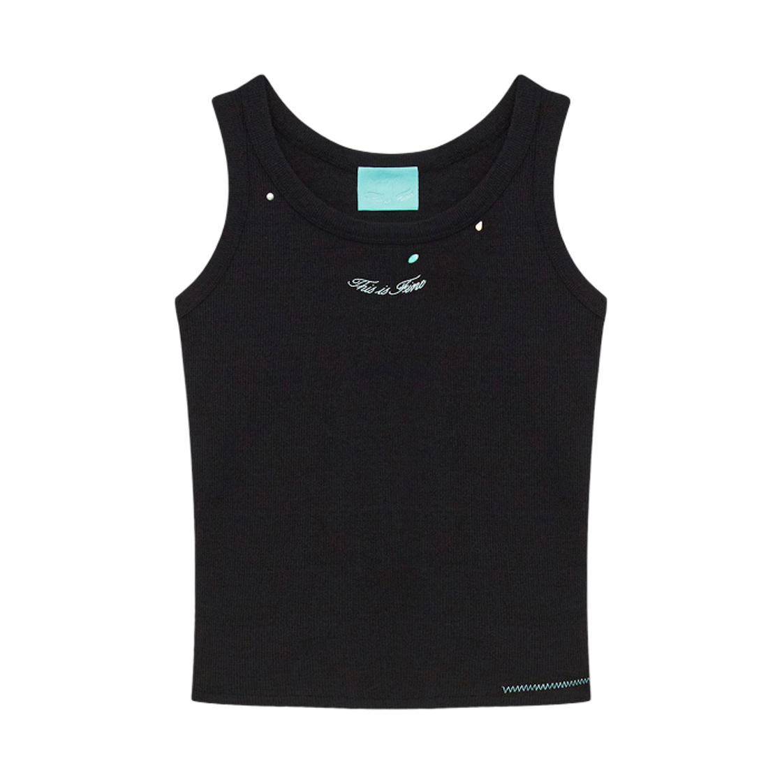 디스이즈파인 리브드 슬리브리스 탑 블랙(THIS IS FINE Ribbed Sleeveless Top Black) - 1