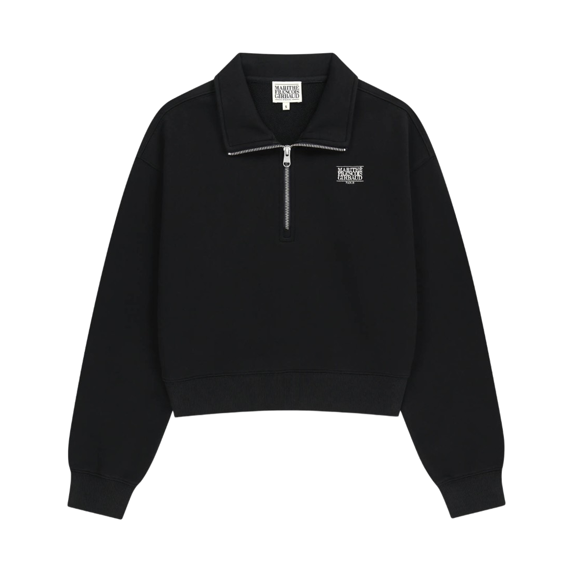 - (W) Marithe Francois Girbaud Small Classic Logo Half Zip Up Crop Sweatshirt Black