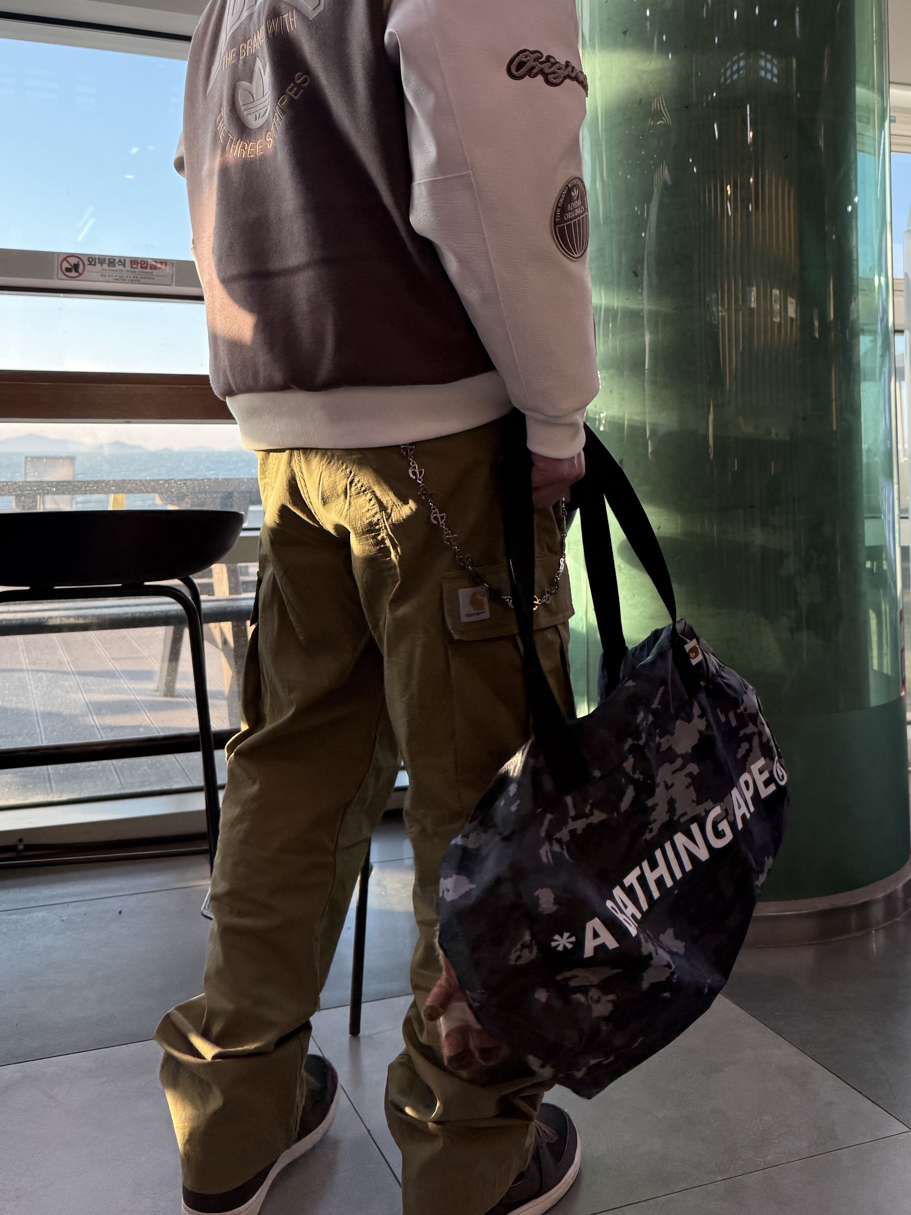 Carhartt WIP Columbia Ripstop Regular Cargo Pants Hamilton Brown, NOMANUAL Symbol Belt Chain 착용 스타일