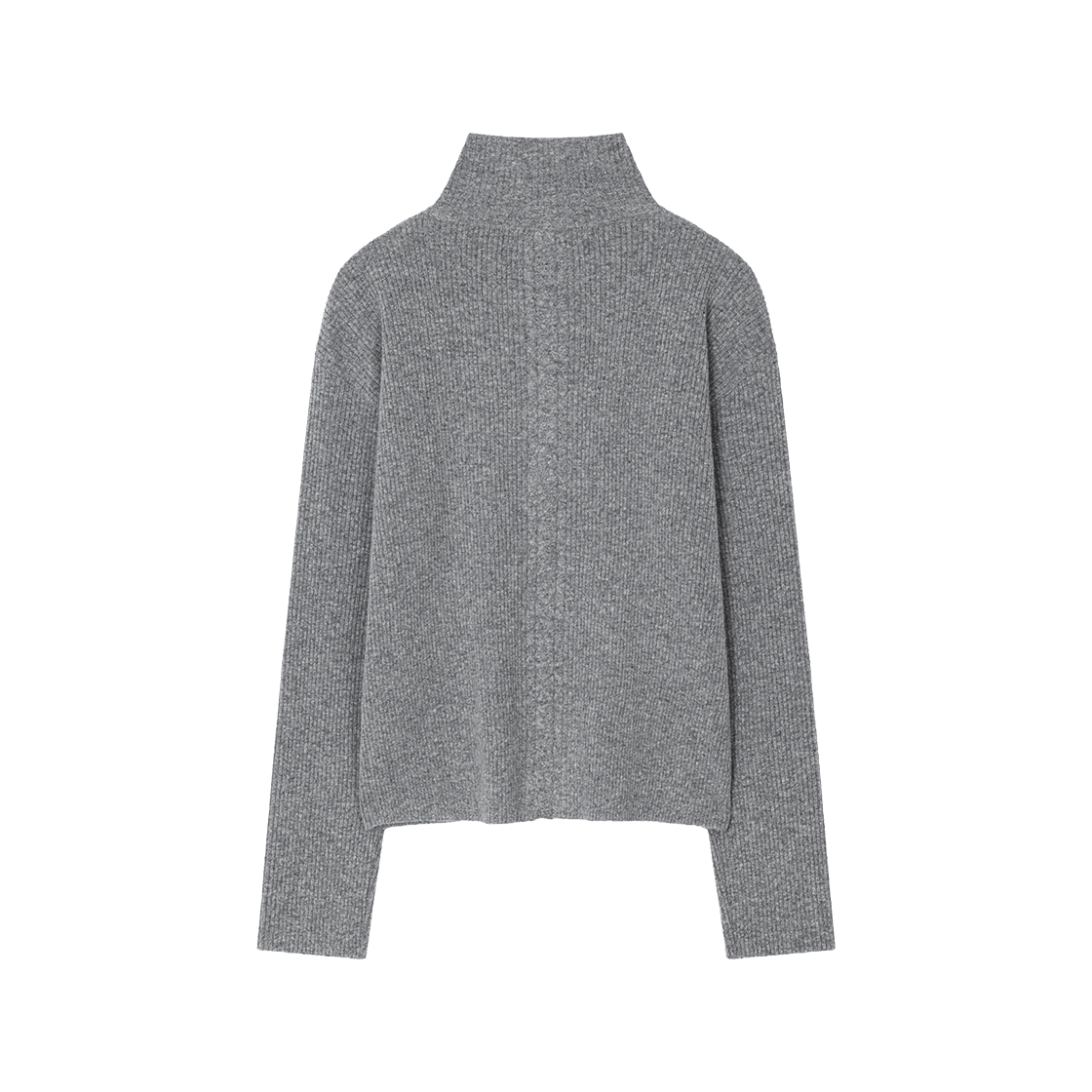 웨이비니스 모크넥 스냅 립 니트 그레이(Waviness Mockneck Snap Rib Knit Grey) - 2