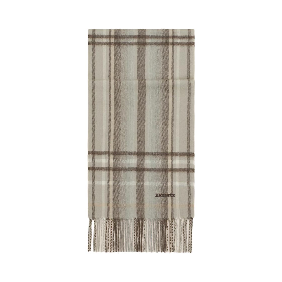 H394852T01 Hermes Sweet Love Muffler Cashmere & Ficelle Mastic Cafe