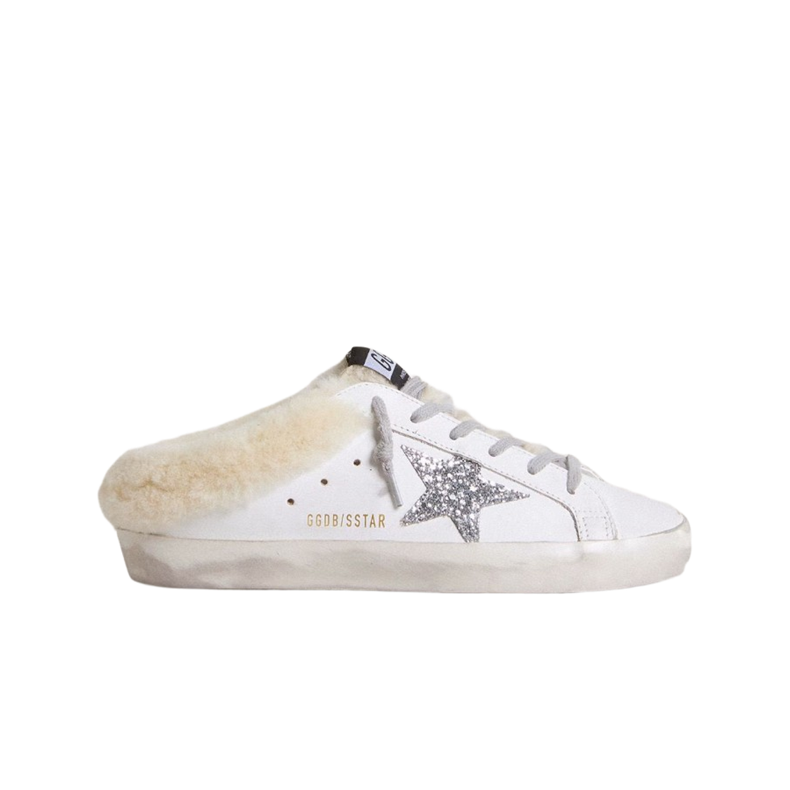 (W) 골든구스 슈퍼스타 사봇 시어링 라이닝 실버 스타 화이트 레더 스니커즈 화이트((W) Golden Goose Superstar Sabots Shearling Lining Silver Star White Leather Sneakers White) - 1