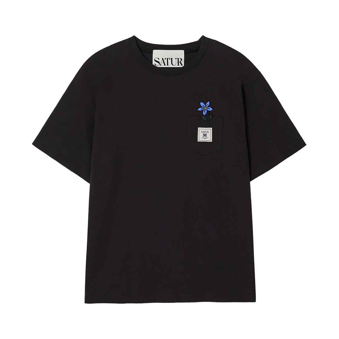 [사은품 증정] 세터 플라워 포켓 반팔 티셔츠 블랙