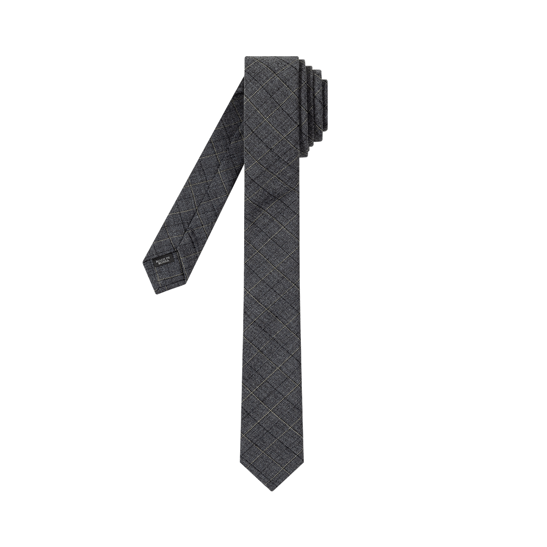 웨이비니스 프리스틴 울 슬림 타이 그레이 체크(Waviness Pristine Wool Slim Tie Grey Check)