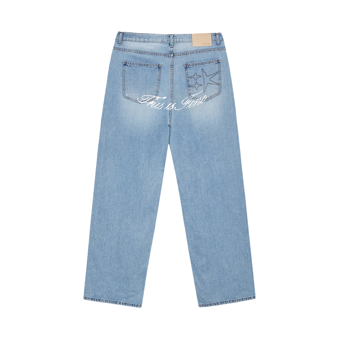 디스이즈파인 x 펀플렉스 릴렉스드 시그니처 진 라이트 블루(THIS IS FINE x FUNFLEX Relaxed Signature Jean Light Blue) - 1