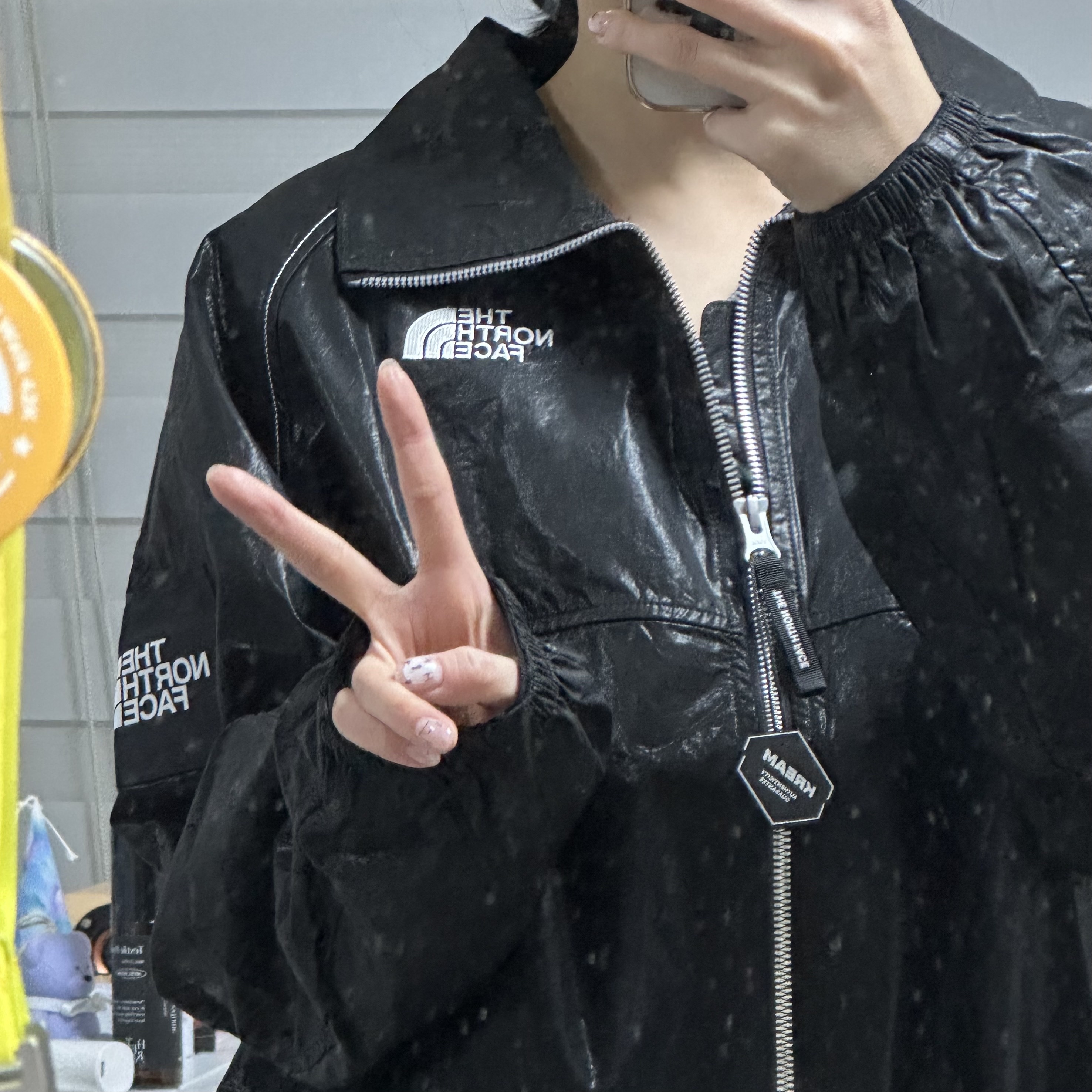 (W) The North Face White Label Novelty Olema Jacket Black 착용 스타일
