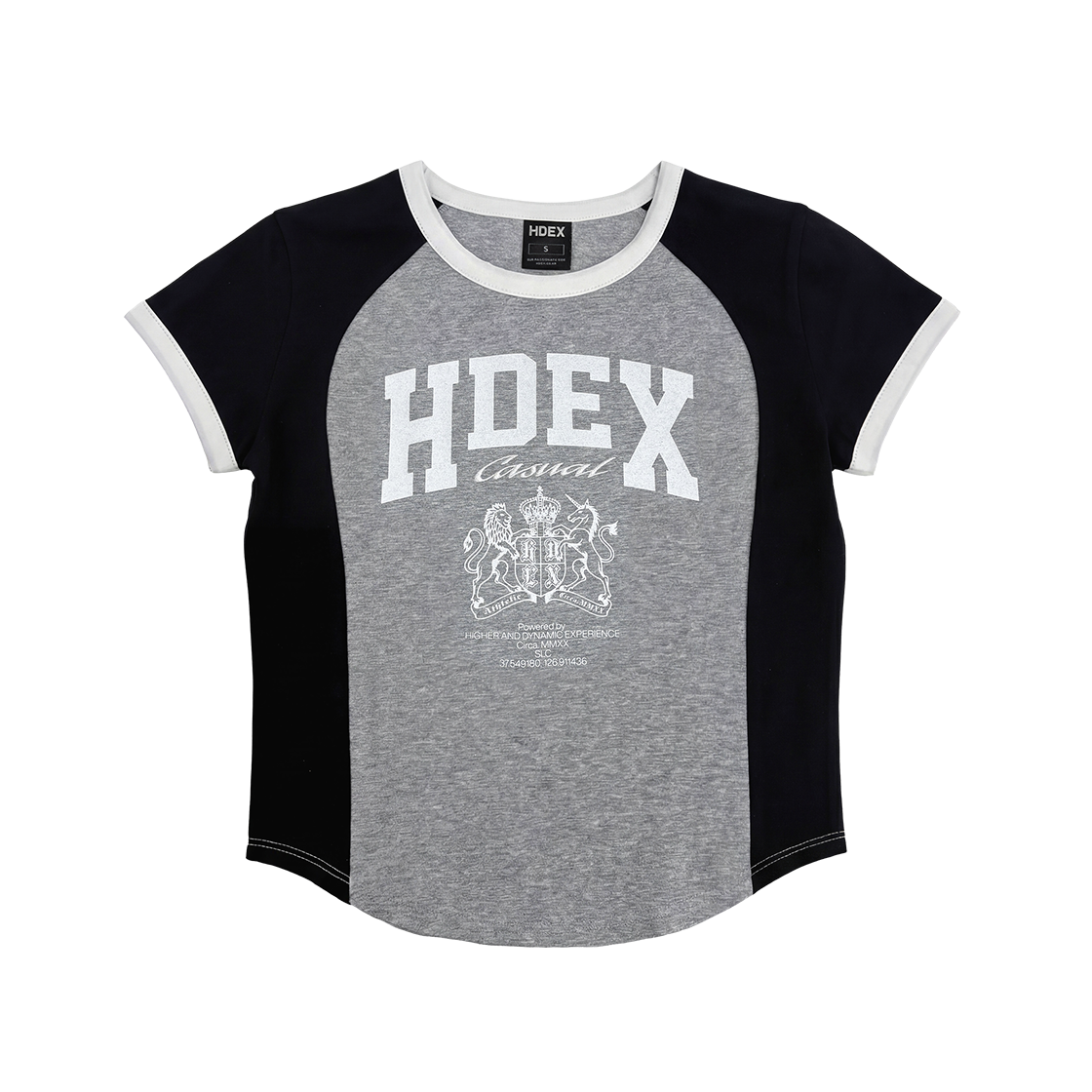H3AM1WLTS19MGY HDEX Crown Raglan Slim Fit Short Sleeve Melange Gray