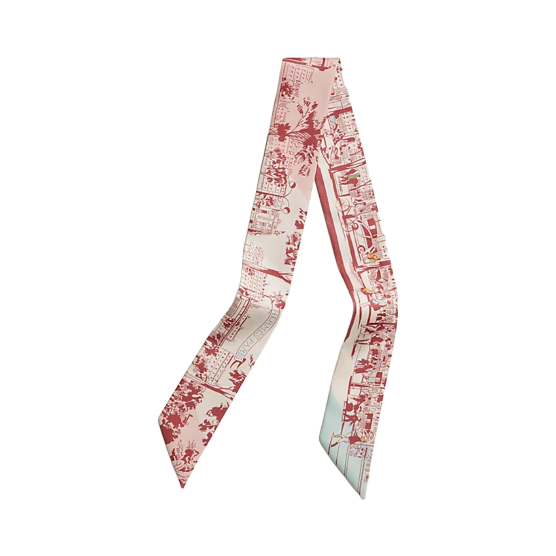 H062910S03 (W) Hermes A L'Ombre Des Boulevards Twilly Silk & Creme Framboise Bleu