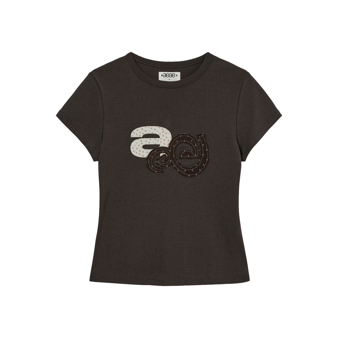 [예약 배송] 에이이에이이 아플리케 플라워 로고 티 다크 브라운([예약 배송] AEAE Applique Flower Logo Tee Dark Brown)