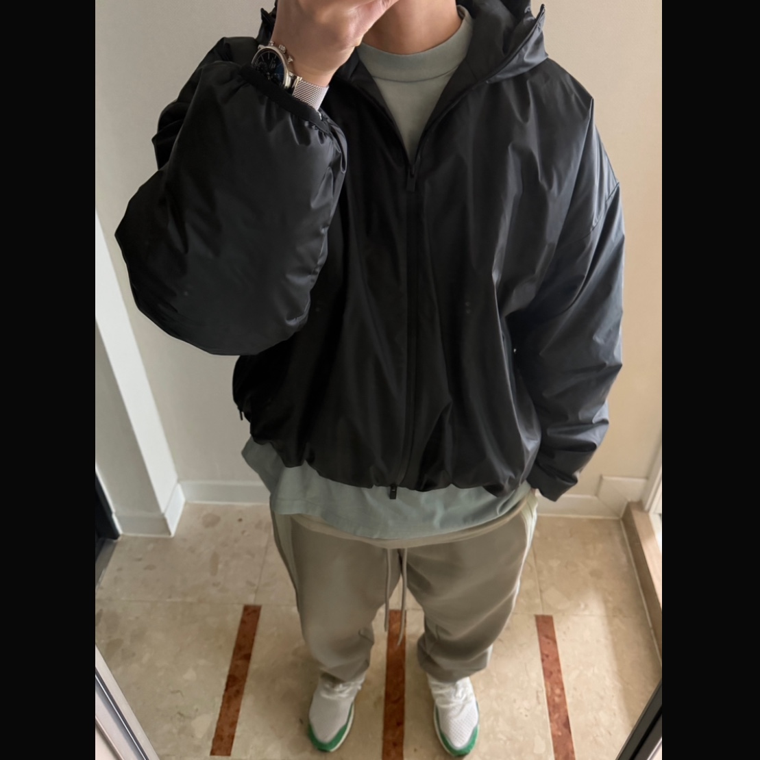 Adidas Ultraboost 1.0 DNA Cloud White Green, Adidas x Fear of God Athletics H Pants Putty Beige - US Sizing 착용 스타일