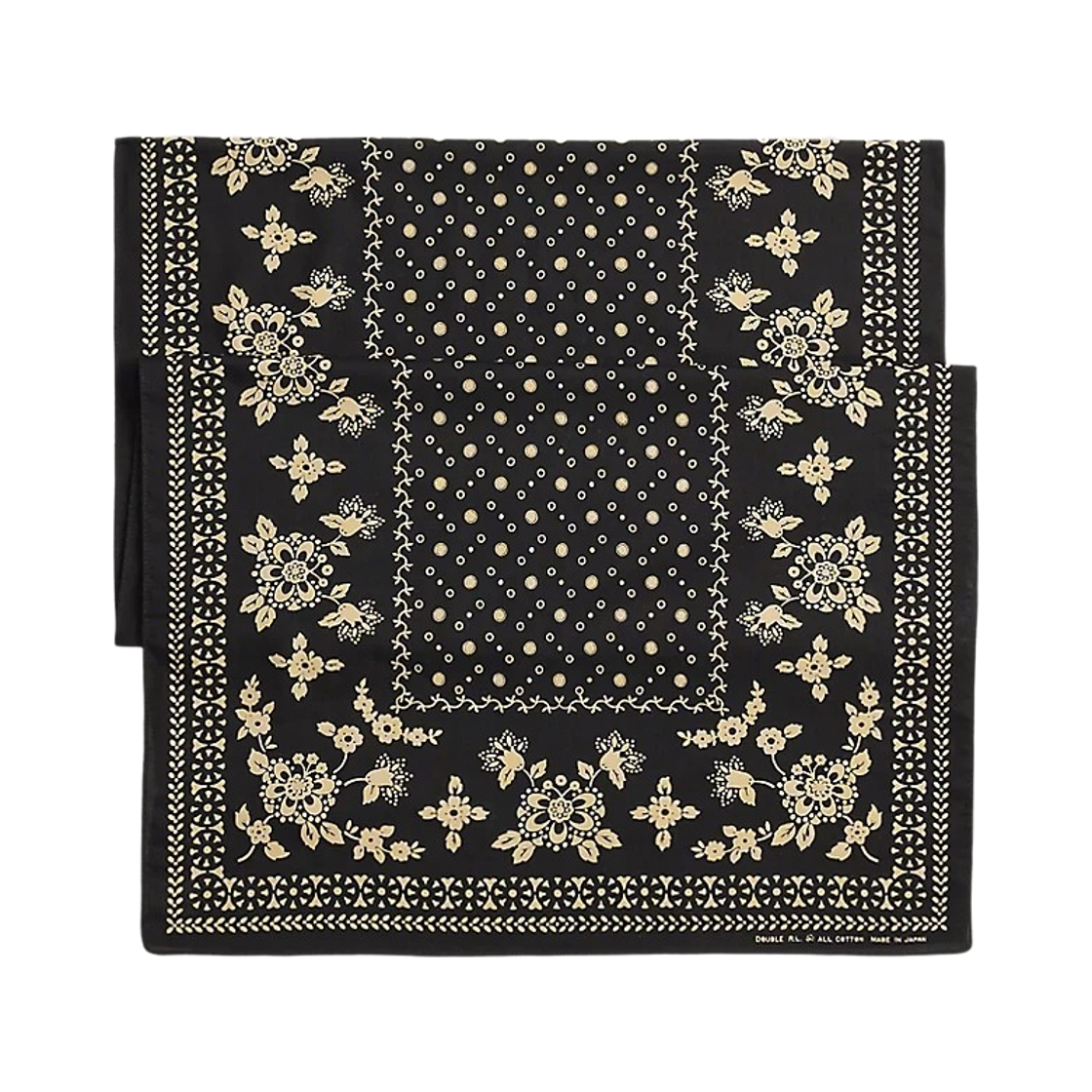 MARRHGS0J320122001 Double RL Floral Print Cotton Scarf Black Cream