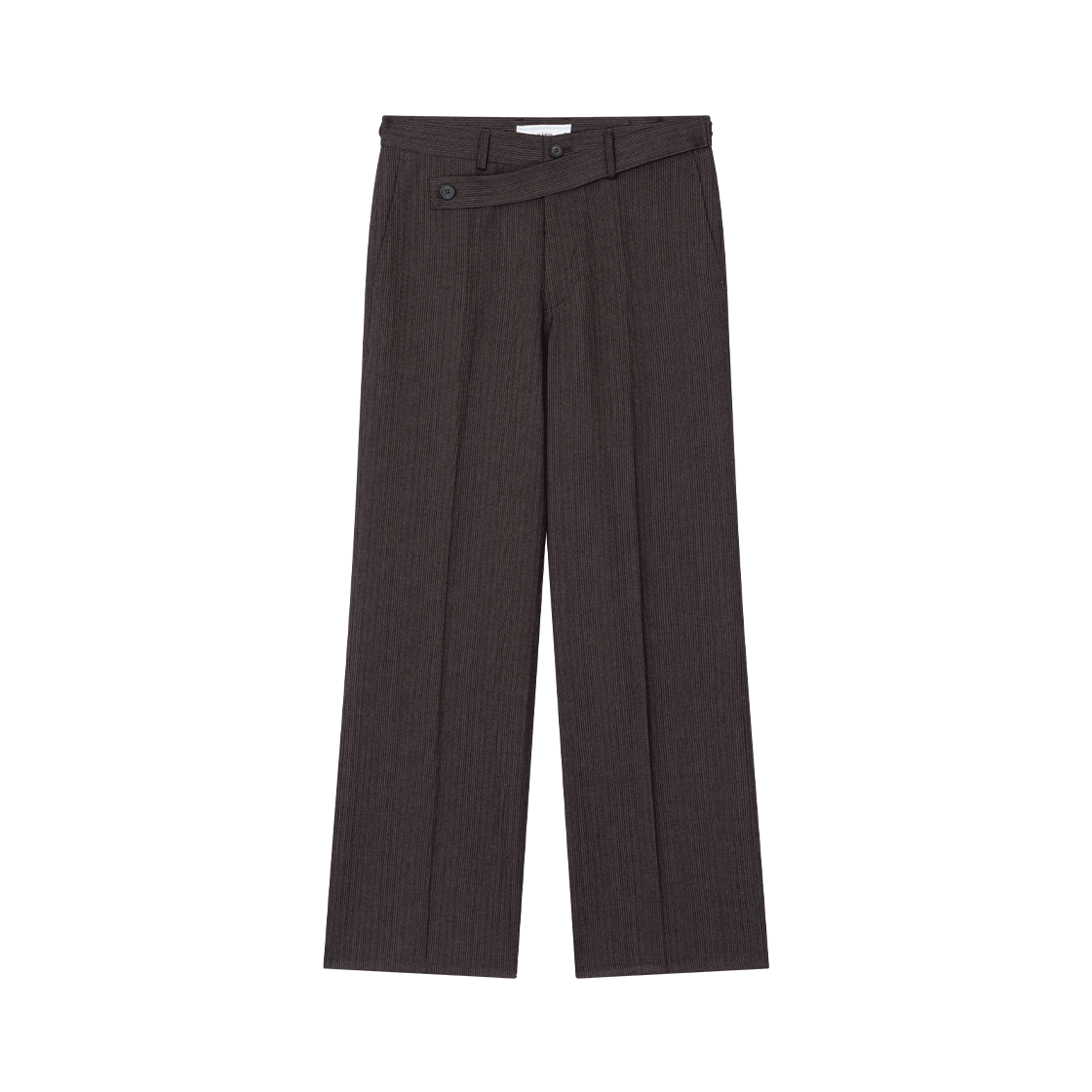 웨이비니스 스트라이프 랩 디테일 트라우저 엠버 브라운(Waviness Stripe Wrap Detail Trousers Ember Brown)