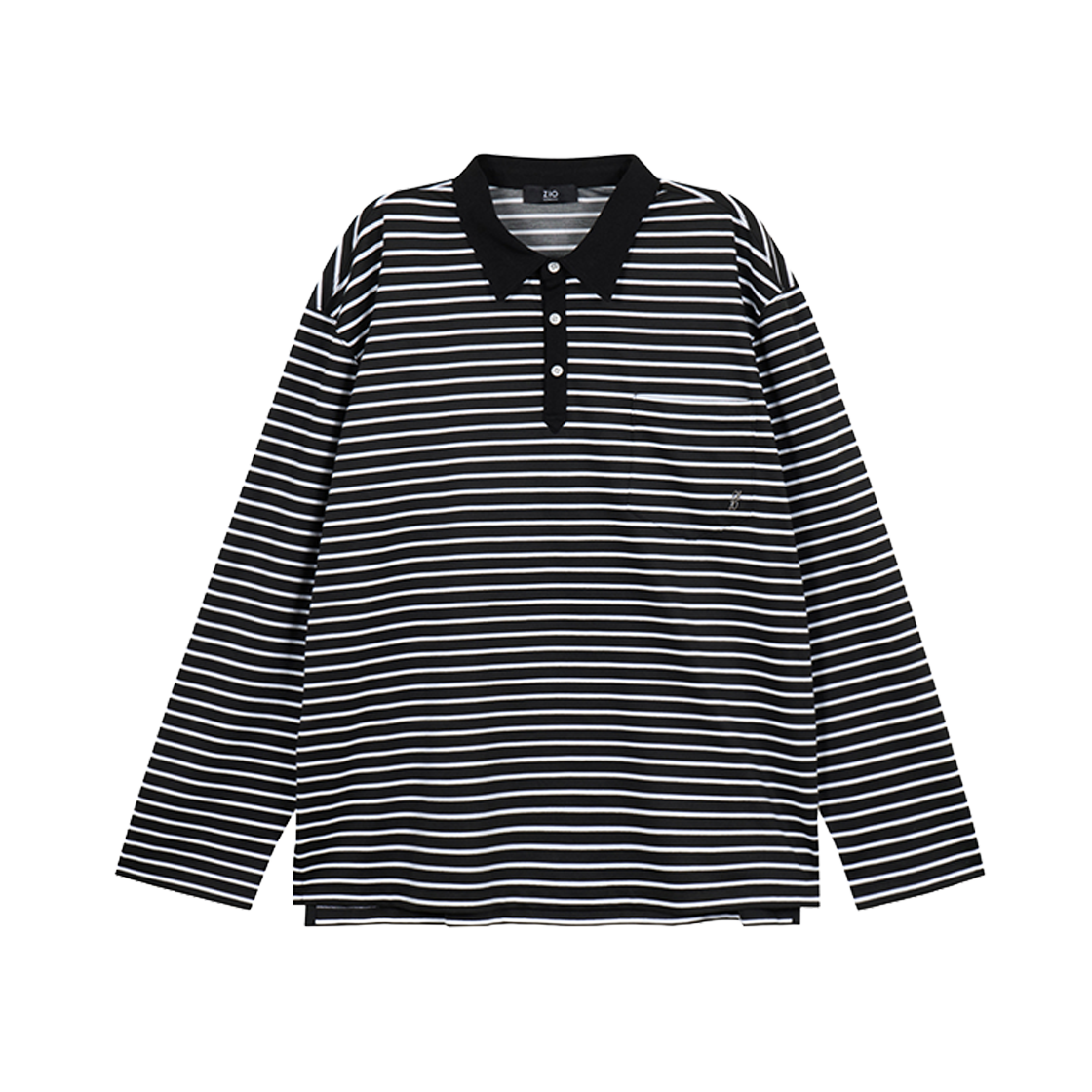 지오송지오 컬렉션 라울 뒤피 스트라이프 카라 롱 슬리브 블랙 BI2TS210BK