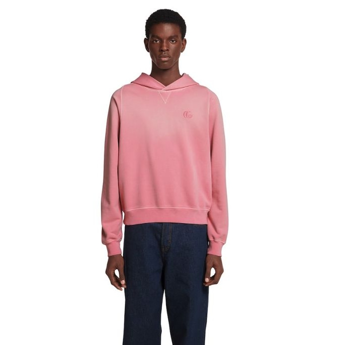 Gucci Cotton Hooded Sweatshirt Pink 착용 스타일 - 1