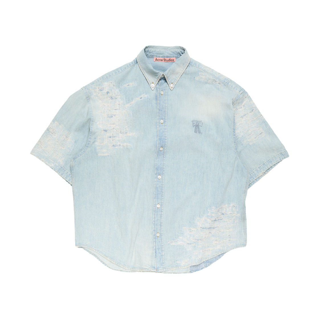 BB0679-228 Acne Studios Mended Denim Shirt Light Blue