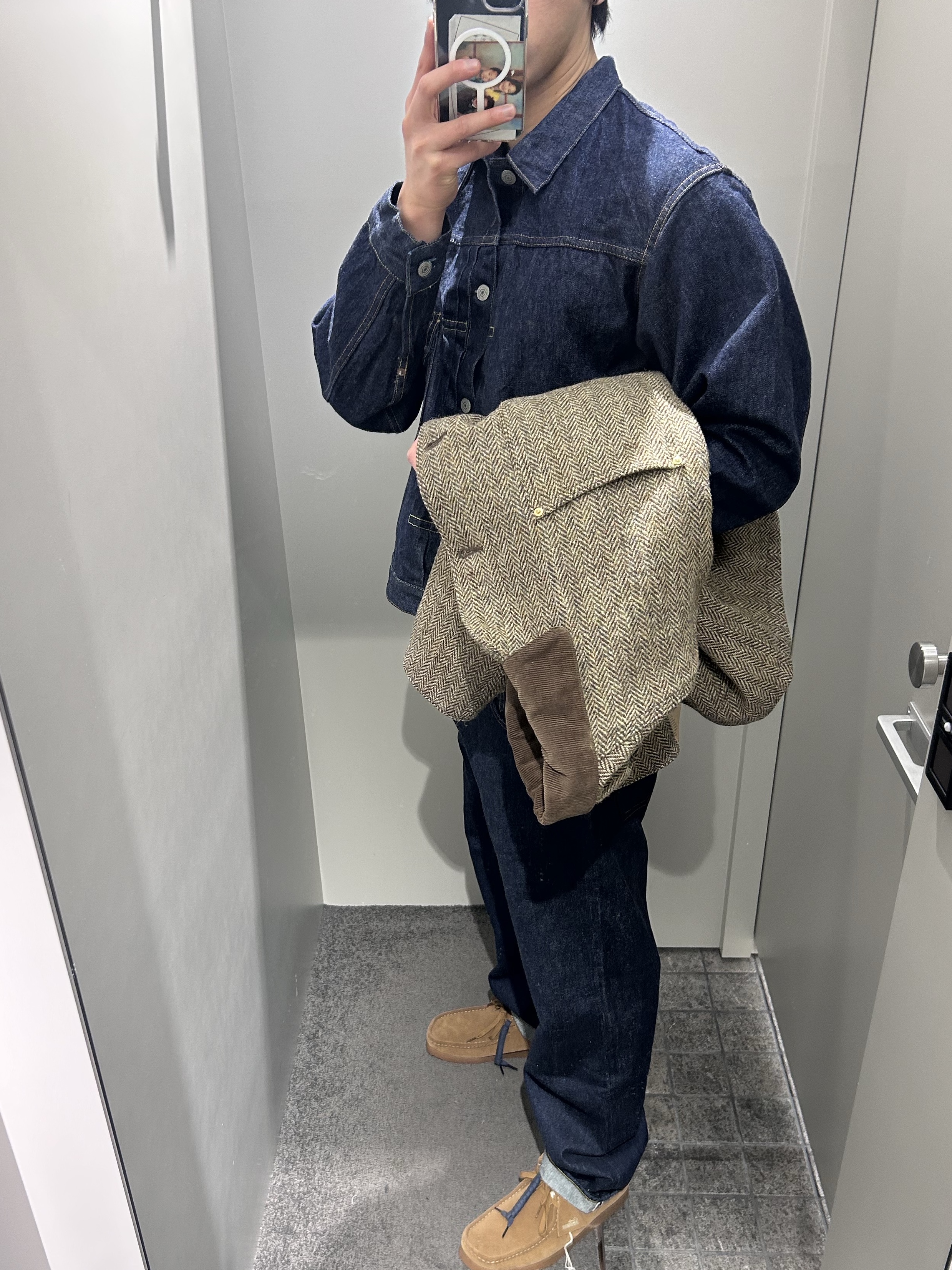 Orslow Harris Tweed Relax Fit Coverall Khaki - 25FW 착용 스타일 - 4