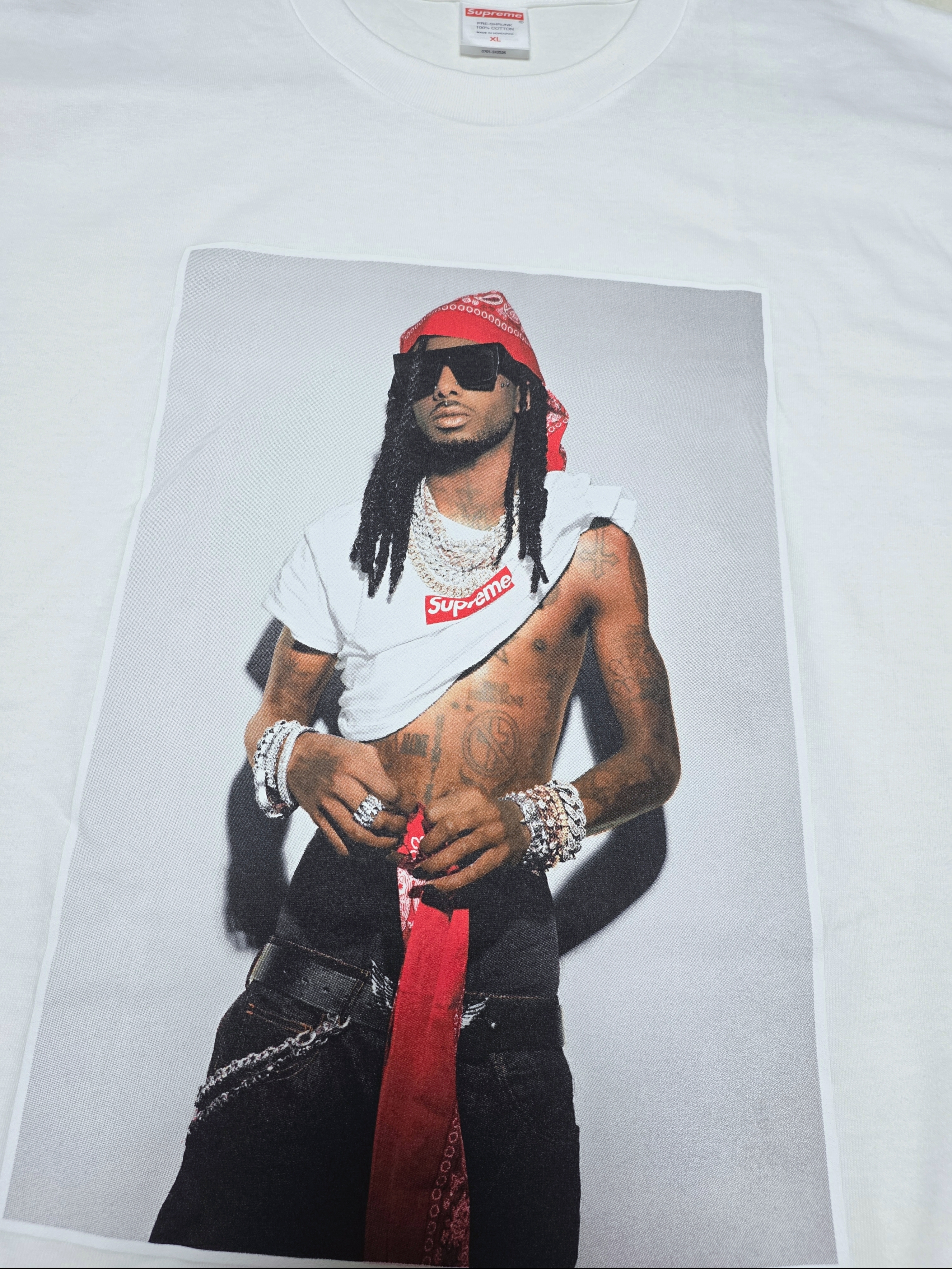 Supreme Playboi Carti T-Shirt White - 25FW 착용 스타일