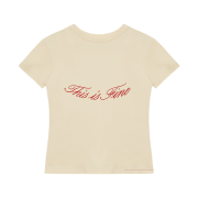 THIS IS FINE Cropped Signature Tee Yellow