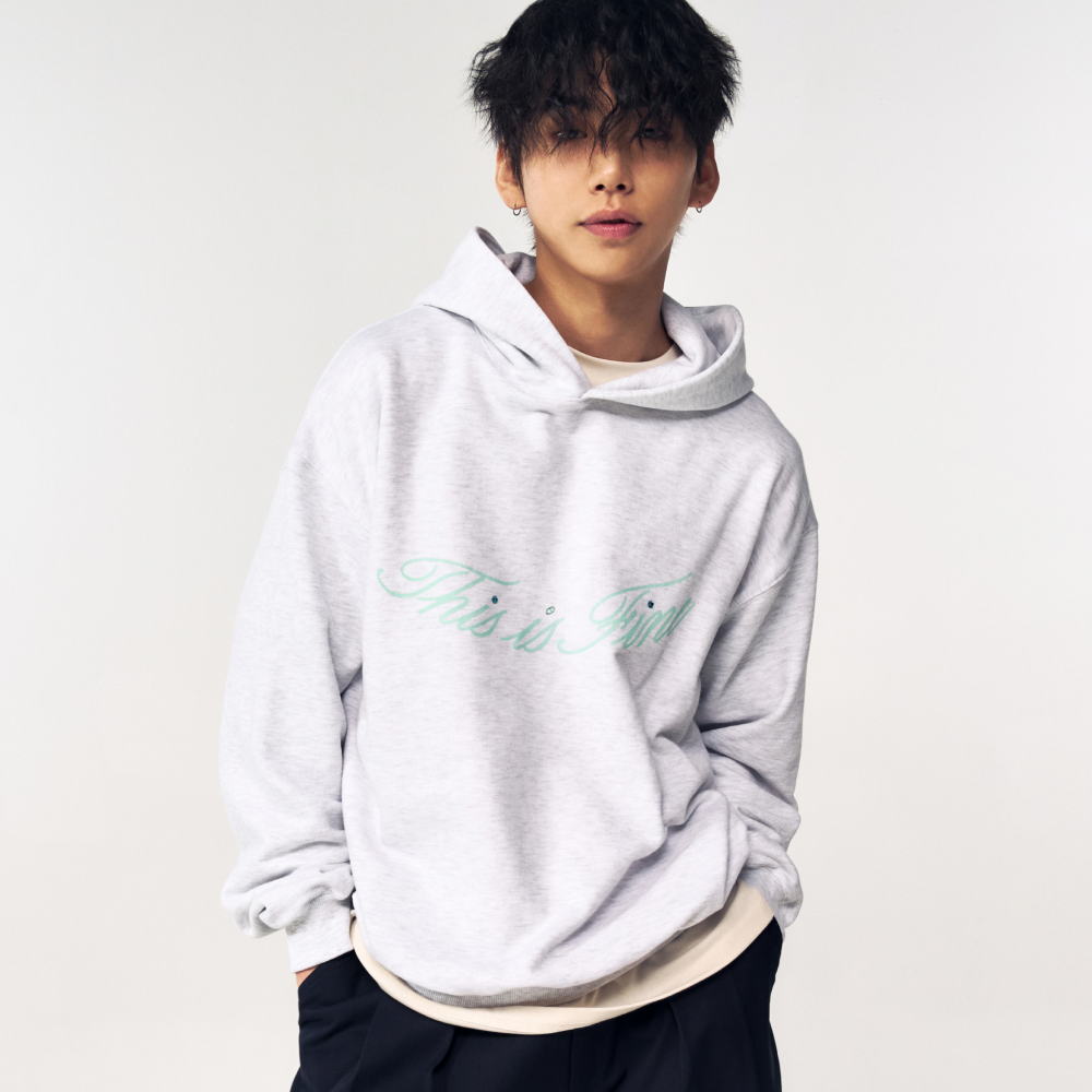 디스이즈파인 스탠다드 시그니처 후디 그레이+티프블루(THIS IS FINE Standard Signature Hoodie Gray+TIF Blue) - 3
