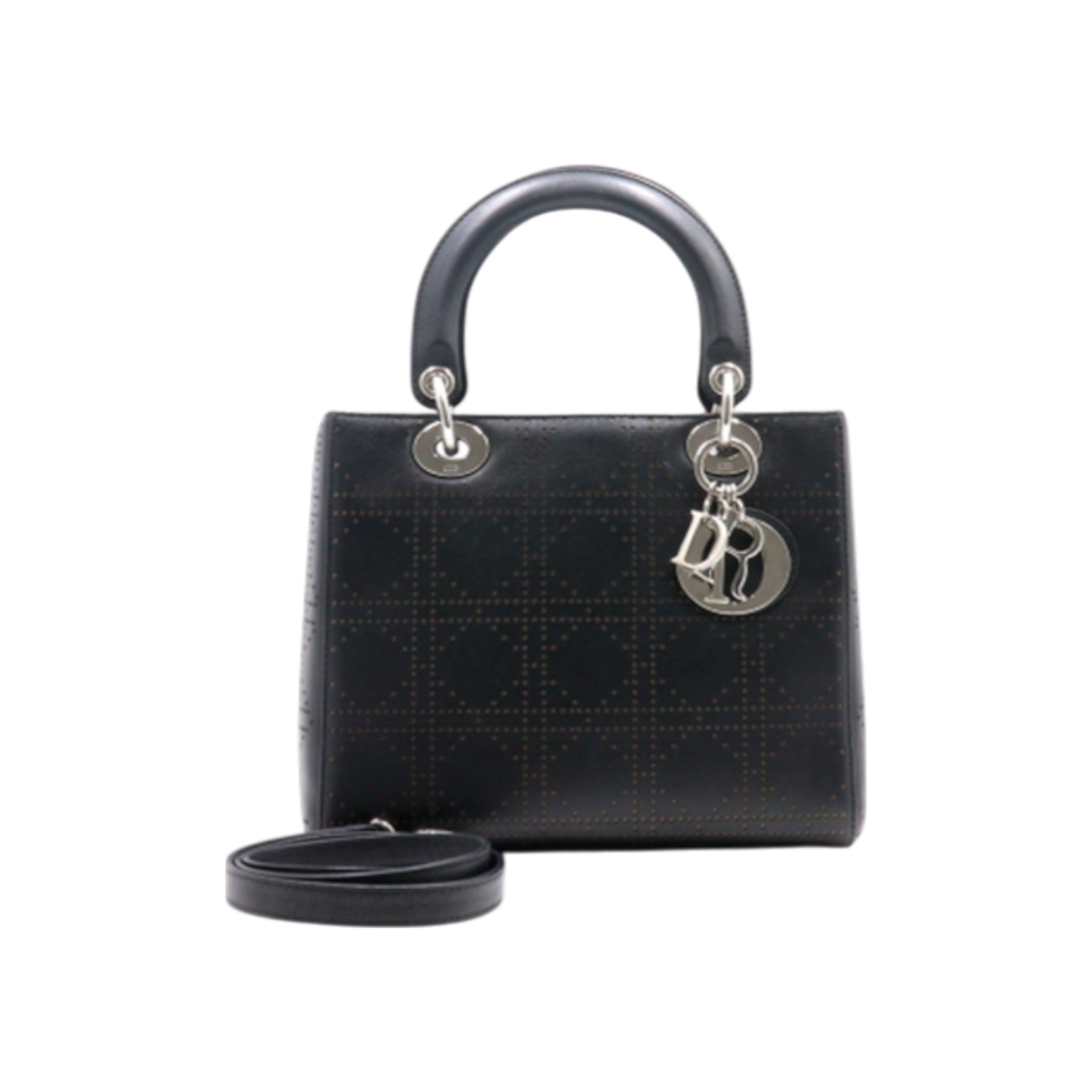 디올 PEB44551 블랙 레더 퍼포 까나쥬 레이디 디올 미디엄 토트백 겸 숄더백 aa33034(Dior Black Leather Cannage Lady Dior Medium Tote & Shoulder Bag) - 1