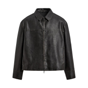Zara Washed Faux Leather Jacket Brown