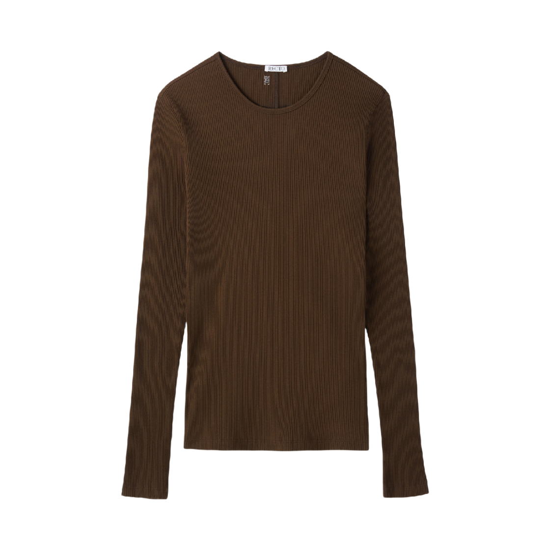 렉토 리브드 져지 롱슬리브 탑 카키 브라운(Recto Ribbed Jersey Long-Sleeve Top Khaki Brown)