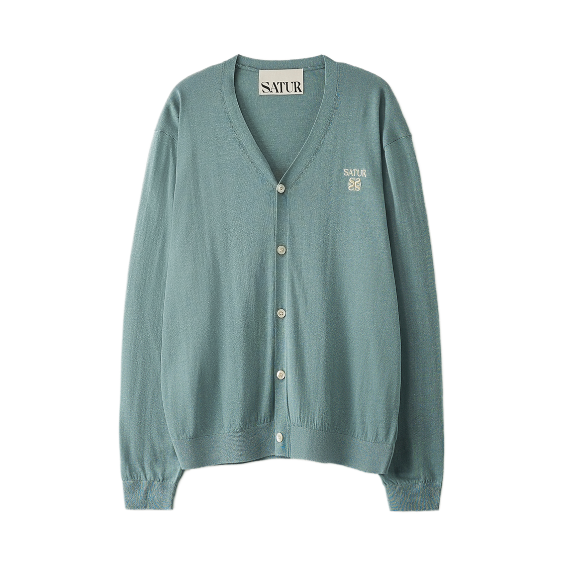 SA261MKC02FBL0 [사은품 증정] SATUR Loren Linen Blend Cardigan Fog Blue