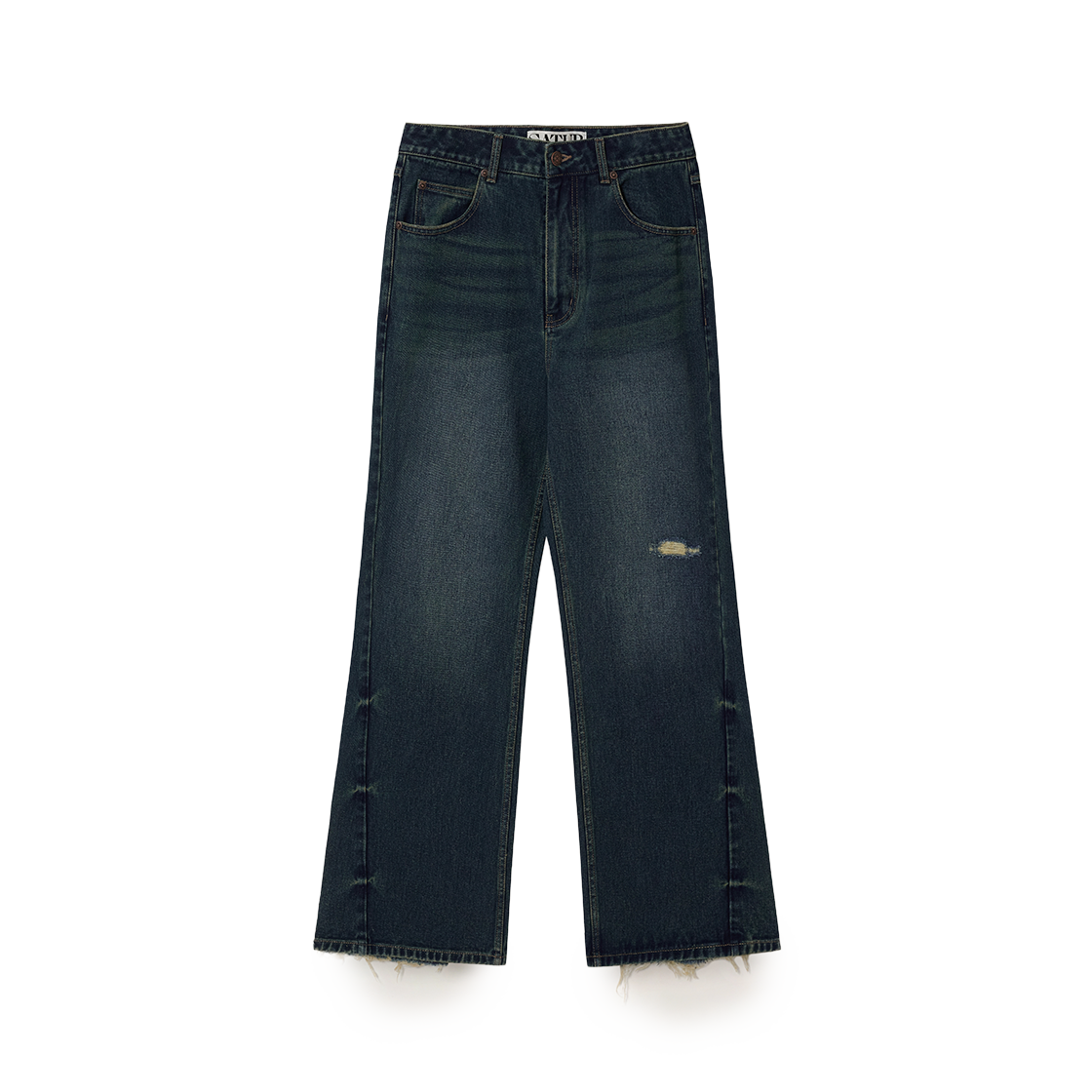 [사은품 증정] 세터 데미지 워시드 플레어 핏 데님 팬츠 딥 블루